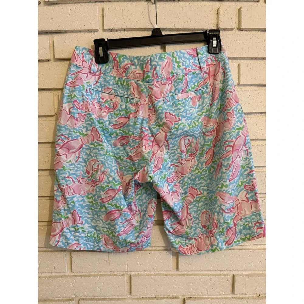 Lilly Pulitzer Womens 6 The Chipper Bermuda Golf Summer Shorts Lobster Print